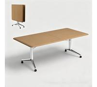 LYXBKSW Table de Formation Pliable avec roulettes Verrouillables, Plateau Rabattable en Bois - Table de Conférence Mobile Robuste pour Salles de Classe, Séminaires(Yellow,120x80cm/47.2x31.4in)