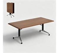 LYXBKSW Table de Formation Pliable avec roulettes Verrouillables, Plateau Rabattable en Bois - Table de Conférence Mobile Robuste pour Salles de Classe, Séminaires(Brown,120x80cm/47.2x31.4in)