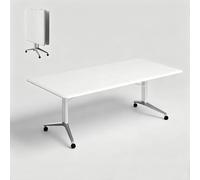 LYXBKSW Table de Formation Pliable avec roulettes Verrouillables, Plateau Rabattable en Bois - Table de Conférence Mobile Robuste pour Salles de Classe, Séminaires(White,120x80cm/47.2x31.4in)