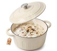 LZDMY Cocotte Fonte Émaillée 26 cm | 6L Fours Néerlandais avec Couvercle Compatible Induction Gaz Four Casserole pour Braiser Ragoûts Rôtir Pain Blanc