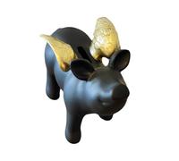 LZJZJE Compteur Tirelire Tirelire Cochon Noir avec Ailes dorées, Jolie Tirelire, Ornements, Cadeaux Pratiques pour Anniversaire Piece de Monnaie