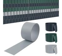 LZQ 10x Bandes brise-vue en PVC rigide, rouleau de 25 m x 19 cm, double fil opaque pour jardin, balcon, gris