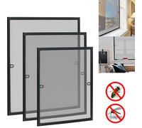LZQ 120x140cm Moustiquaire Moustiquaire 3 pièces Moustiquaire Moustiquaire Cadre de tension pour fenêtres avec cadre en aluminium sans perçage, Anthracite
