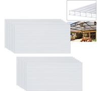 LZQ 14 pièces UV-résistant polycarbonate alvéolaire 700g/㎡ double plaque alvéolaire ondulée plaque de serre pour le jardin Serre(605x1210x4mm, Transparent)
