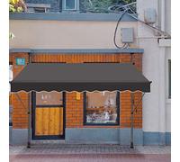 LZQ Auvent à pince pour balcon, rétractable, à manivelle, réglable en hauteur, résistant aux UV, protection solaire, 100 % polyester, pour cours, balcons, restaurants, cafés, gris foncé, 300 x 120 cm