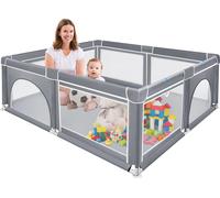 LZQ Baby parc parc barrière 180x150cm centre d'activité avec base antidérapante, filet respirant aire de jeux sécurité