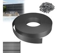 LZQ Bande brise-vue en PVC - Clôture double fil - 35 m x 4,7 cm - Rouleau de brise-vue opaque - Protection contre le vent - Avec clips - Film de clôture pour jardin, balcon, terrasse - Gris