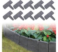 LZQ Bordure de gazon aspect pierre, bord de coupe en plastique, gris foncé - 7,5 m, bordure 30 pièces pour parterre