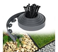 LZQ Bordure de pelouse en plastique flexible bordures de plates-bandes avec 60 clous de fixation pour jardins, séparation de l'herbe et des pierres, 20 m de long, gris clair
