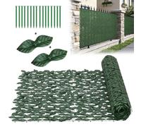 LZQ Brise-vue artificiel 1x3m, haie artificielle de lierre, toile de protection verte, protection de jardin, haie artificielle de clôture, protection de balcon, feuille de vigne artificielle en PE