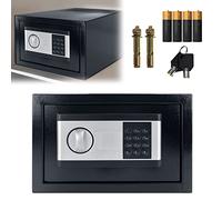 LZQ Coffre-fort électronique pour meubles avec serrure à chiffres et 2 clés de secours - Avec système d'alarme - Montage mural possible - Coffre-fort à clés - 12 L 31 x 20 x 20 cm - Noir