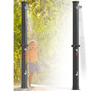 LZQ Douche de jardin solaire Douche extérieure 35 litres Douche solaire Eau chaude max. 60°C, Douche extérieure avec pommeau de douche Convient pour les tuyaux d'arrosage courants, noir