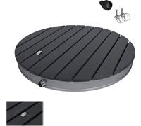 LZQ Douche de jardin WPC Ø70 cm ronde - Douche extérieure antidérapante & douche au sol pour jardin, piscine, camping & sauna, réglable avec roue à pied, douche WPC en anthracite
