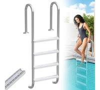 LZQ Échelle de piscine en acier inoxydable | Échelle de piscine avec 4 marches antidérapantes | Résistante jusqu’à 150 kg | Échelle de piscine avec sécurité antidérapante | Échelle d’accès pour