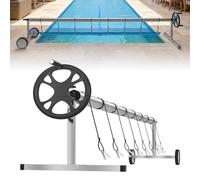 LZQ Enrouleur Bache Piscine Mobile en Aluminium système d'enroulement en Acier Inoxydable avec 8 Bandes de Fixation pour bâche Solaire et bâche de Piscine réglable de 3 à 5,70 m