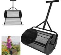 LZQ Epandeur de compost (65 * 40 cm) Epandeur d'engrais, rouleau Epandeur de graines Panier métallique en maille Epandeur pour gazon Epandeur pour sel Epandeur de compost pour jardin (noir)