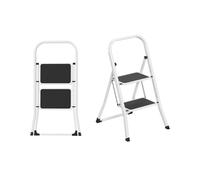 LZQ Escabeau pliant à 2 marches - Escabeau ménager pliable avec marches antidérapantes et cadre en acier stable, pliable pour gain de place, capacité de charge 150 kg, escabeau pliant pour cuisine
