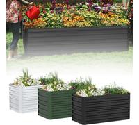 LZQ Lits surélevés en métal Rectangulaire 240x120x58 cm Vert - Très grand, pour le jardin familial & l'auto-approvisionnement