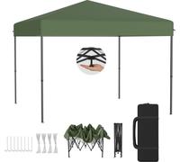 LZQ Pavillon pop-up 3x3 m Pavillon pliable pour jardin et terrasse, imperméable, protection UV, montage rapide à l'aide d'un seul bouton, hauteur réglable sur 3 niveaux, vert (sans parois latérales)