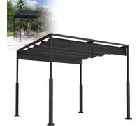 LZQ Pergola autoportante avec toit coulissant, 3×4 m, acier revêtu par poudre, résistante aux UV et à l'eau, pavillon de jardin résistant aux intempéries avec protection solaire flexible, noir