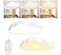 LZQ Plafonnier LED 48 W pour chambre d'enfant - Intensité variable - Nuages - Lampe de salon et chambre à coucher avec télécommande