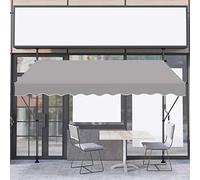 LZQ Store de balcon - Rétractable - Manivelle manuelle - Réglable en hauteur - Résistant aux UV - Protection solaire - 100 % polyester - Pour cours, balcons, restaurants, cafés - Gris - 350 x 120 cm