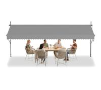LZQ Store de balcon rétractable manuel, manivelle, réglable en hauteur, résistant aux UV, sans perçage, 100 % polyester, gris, 400 x 120 cm