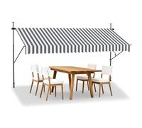 LZQ Store de balcon rétractable manuel, manivelle, réglable en hauteur, résistant aux UV, sans perçage, 100 % polyester, gris/blanc, 350 x 120 cm