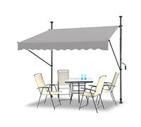LZQ Store de Balcon rétractable Manuel, manivelle réglable, résistant aux UV, sans perçage, 100% Polyester (250 x 120 cm, Gris)