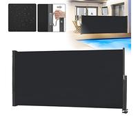LZQ Store latéral extensible - Pare-vue - Protection solaire - Auvent - En polyester - Résistant à l'eau - Avec support mural (100 x 300 cm, anthracite)