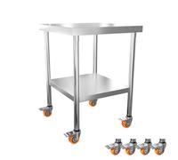 LZQ Table de travail en acier inoxydable - 85 x 61 x 46 cm - Avec roulettes - Plan de travail en acier inoxydable - Chariot de service en acier inoxydable avec 4 roues verrouillables - Table avec