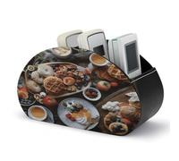 LZQPOEAS Beau support de télécommande de petit déjeuner avec 5 compartiments en cuir PU pour télécommande, boîte/plateau de table de chevet, organisateur de bureau, support de manette de télévision
