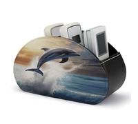 LZQPOEAS Beau support de télécommande en cuir PU avec 5 compartiments pour télécommande de table de chevet, organiseur de bureau, support de télécommande pour bureau et maison