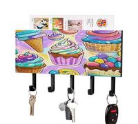 LZQPOEAS Joli support mural pour clés alimentaires avec organiseur de courrier, porte-clés adhésif tendance avec 5 crochets, sans perçage, en cuir PU, pour entrée, cuisine, couloir