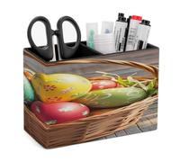 LZQPOEAS Panier et œufs de Pâques Porte-stylo en cuir avec 2 compartiments - Pot à crayons de luxe minimaliste - Porte-crayons - Porte-pinceaux - Porte-ciseaux élégant pour bureau, maison, accessoires