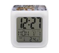 LZQPOEAS Réveil de bureau avec 7 couleurs changeantes - Horloge numérique avec affichage de la température - Entraînement du sommeil et machine sonore pour les personnes qui dorment lourdement
