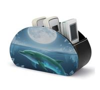 LZQPOEAS Support de télécommande Dolphin Moon avec 5 compartiments en cuir synthétique pour télécommande de bureau et maison