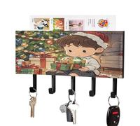 LZQPOEAS Support mural pour clés avec organiseur de courrier adhésif tendance avec 5 crochets sans perçage en cuir synthétique pour entrée, cuisine, couloir
