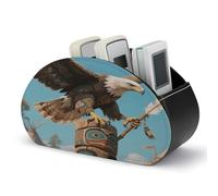 LZQPOEAS Totem Eagle Support de télécommande avec 5 compartiments en cuir synthétique pour télécommande de bureau et maison