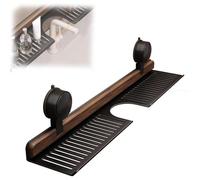 LZTET éTagèRe De Salle De Bain à Ventouse en Noyer,Organiseur D'éVier Mural Amovible Et éTanche,sans PerçAge,Support Rangement Robinet Bois pour Accessoires Cuisine Et Salle Bain(40cm,Black)