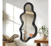 Lzuso Grand Miroir asymétrique irrégulier Moderne Nuage Miroir Mural Cadre en Bois Style Unique Art Mural Maquillage Miroir Salon Chambre Salle de Bains Couloir décoration