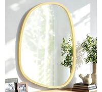 Lzuso Miroir asymétrique à Suspendre en Bois pour Le Mur Cadre irrégulier Petit Miroir Mural Moderne Décoratif Unique Chambre à Coucher Salon Salle de Bains Entrée Vanité Esthétique Miroir Ovale