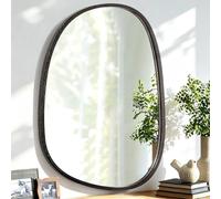 Lzuso Miroir asymétrique à Suspendre en Bois pour Le Mur Cadre irrégulier Petit Miroir Mural Moderne Décoratif Unique Chambre à Coucher Salon Salle de Bains Entrée Vanité Esthétique Miroir Ovale