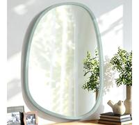Lzuso Miroir asymétrique à Suspendre en Bois pour Le Mur Cadre irrégulier Petit Miroir Mural Moderne Décoratif Unique Chambre à Coucher Salon Salle de Bains Entrée Vanité Esthétique Miroir Ovale