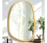Lzuso Miroir asymétrique à Suspendre en Bois pour Le Mur Cadre irrégulier Petit Miroir Mural Moderne Décoratif Unique Chambre à Coucher Salon Salle de Bains Entrée Vanité Esthétique Miroir Ovale