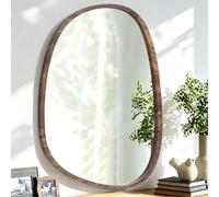 Lzuso Miroir asymétrique à Suspendre en Bois pour Le Mur Cadre irrégulier Petit Miroir Mural Moderne Décoratif Unique Chambre à Coucher Salon Salle de Bains Entrée Vanité Esthétique Miroir Ovale