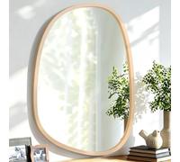 Lzuso Miroir asymétrique à Suspendre en Bois pour Le Mur Cadre irrégulier Petit Miroir Mural Moderne Décoratif Unique Chambre à Coucher Salon Salle de Bains Entrée Vanité Esthétique Miroir Ovale