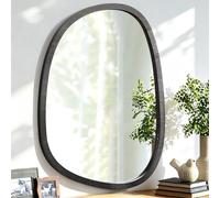 Lzuso Miroir asymétrique à Suspendre en Bois pour Le Mur Cadre irrégulier Petit Miroir Mural Moderne Décoratif Unique Chambre à Coucher Salon Salle de Bains Entrée Vanité Esthétique Miroir Ovale