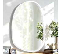 Lzuso Miroir asymétrique Miroir mural irrégulier Miroir mural ovale avec cadre en bois pour salle de bain Miroirs muraux décoratifs pour chambre à coucher Salon Entrée Couloir Miroir suspendu unique B