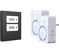 m-e modern-electronics 100152 Sonnette sans fil Set complet éclairée, acoustique actif, avec détecteur de mouvements, avec
